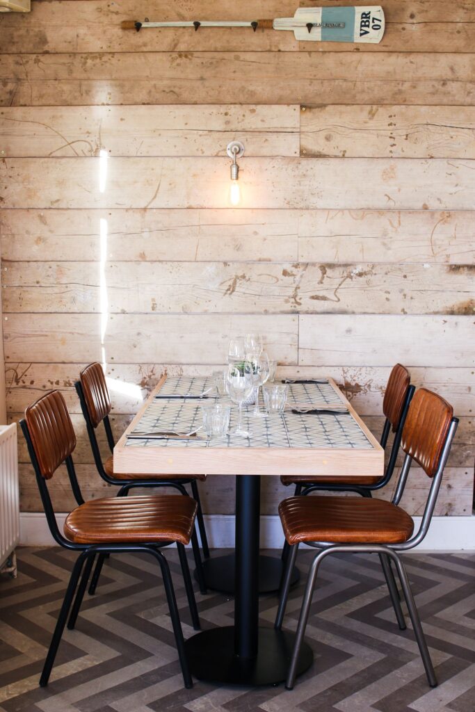 A table laid in the restaurant