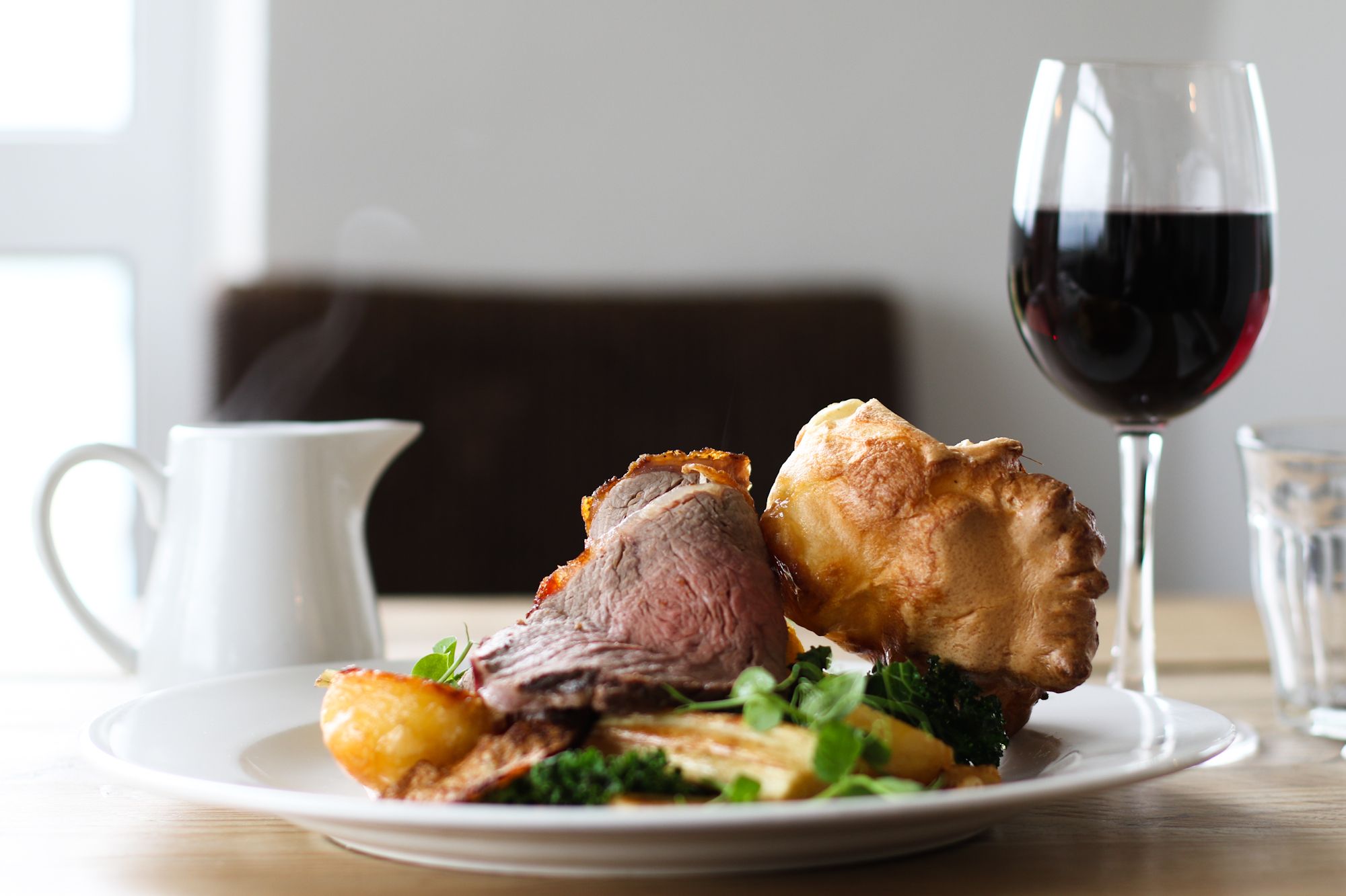 Sunday roast with a glass of red at The Cliff House